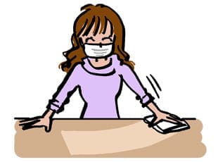 テーブルの消毒